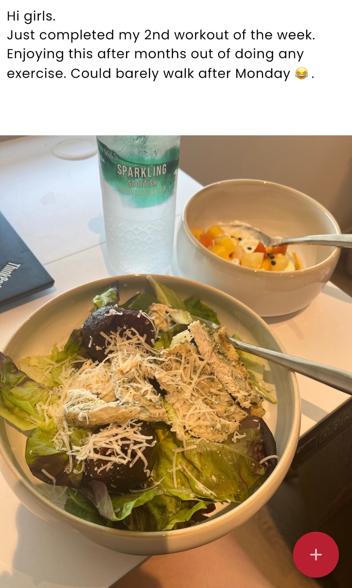 App feed post: a community member's post-workout lunch bowl