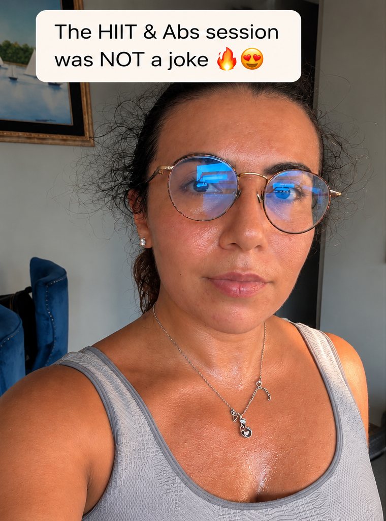 App feed post: a community member after the HIIT & Abs session