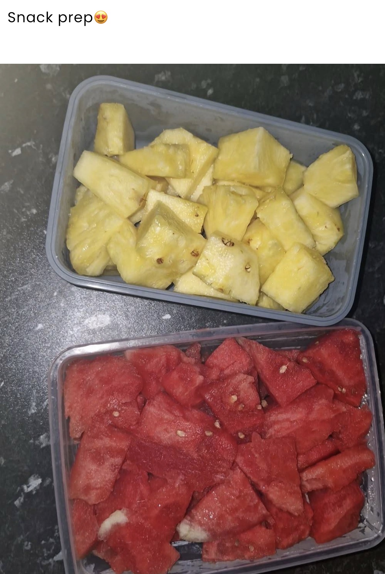 App feed post: a community member's fruit snack prep